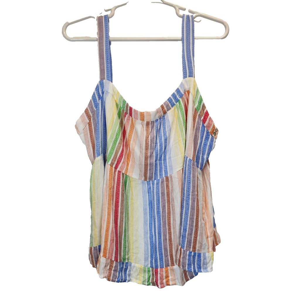 Davi & Dani Women's 3XL Striped Flowy Tank Top Multicolor Rainbow Sleeveless
